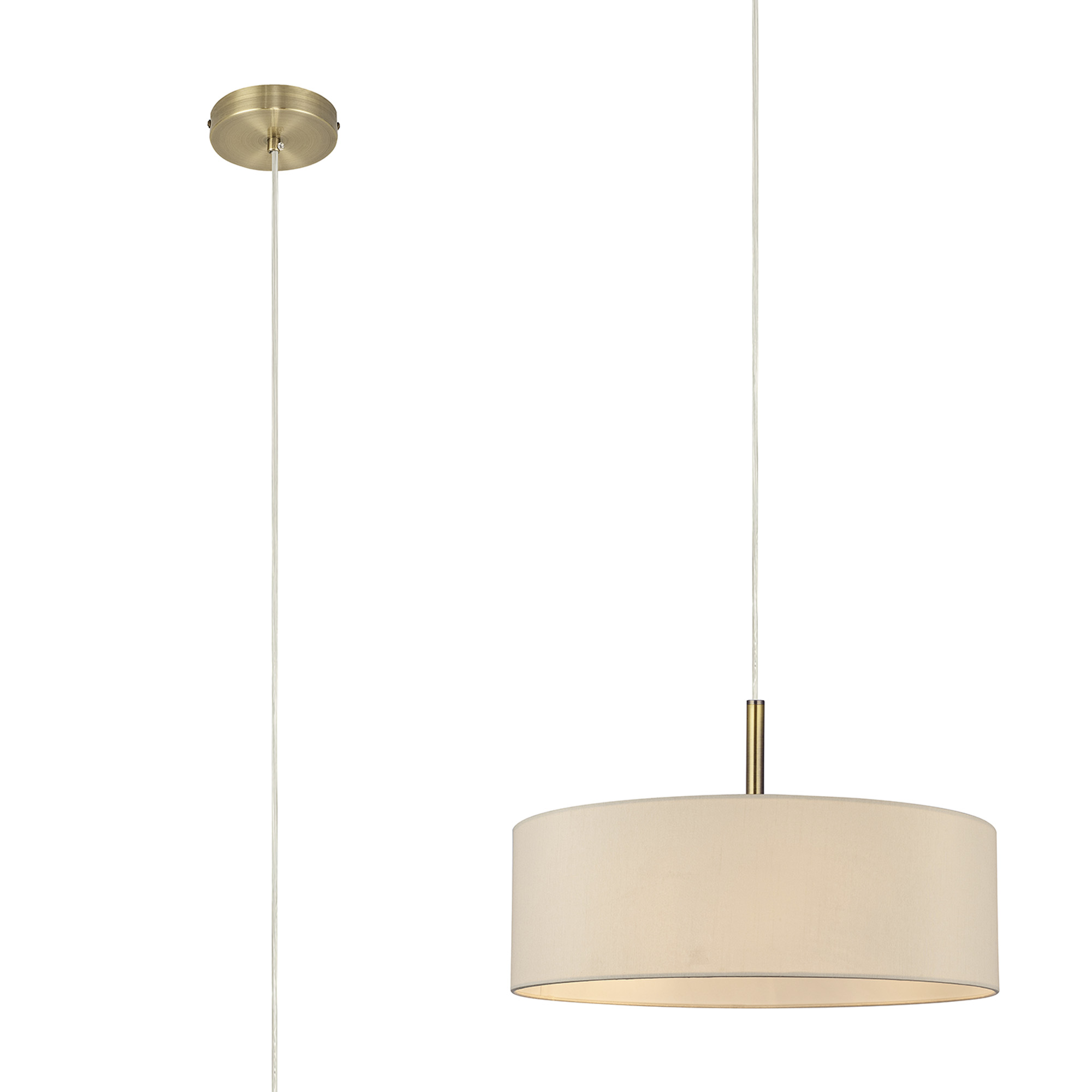 DK0746  Baymont 45cm 5 Light Pendant Antique Brass, Ivory Pearl/White